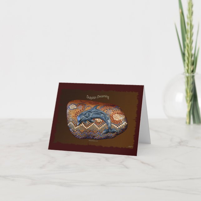 DOLPHIN DREAMING Aboriginal Art Note Card (Front)