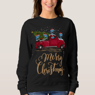 Dolphin Driving Christmas Tree Red Truck Dolphin X Sweatshirt