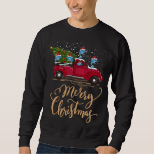 Dolphin Driving Christmas Tree Red Truck Dolphin X Sweatshirt