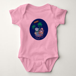 Dolphin eat pizza in summer holiday baby bodysuit