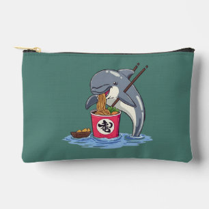 Dolphin Eating Ramen Illustration Accessory Pouch