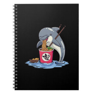 Dolphin Eating Ramen Illustration Notebook