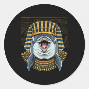 Dolphin Egyptian Pharaoh Historian Archaeologist 8 Classic Round Sticker
