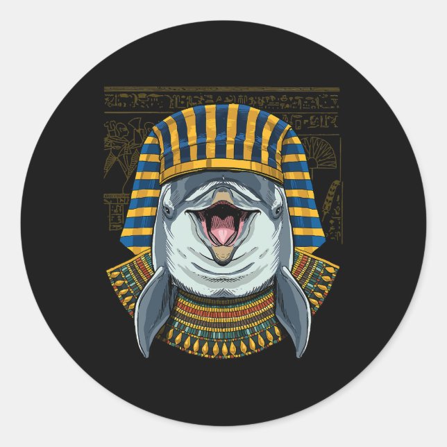Dolphin Egyptian Pharaoh Historian Archaeologist 8 Classic Round Sticker (Front)