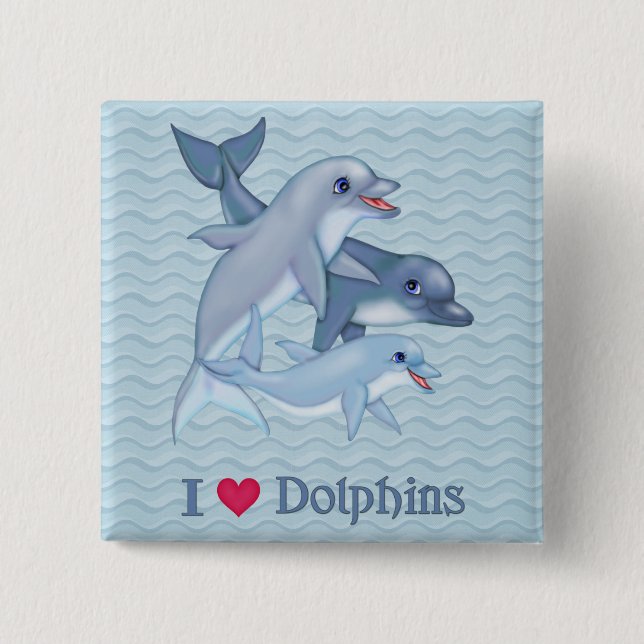 Dolphin Family 15 Cm Square Badge (Front)