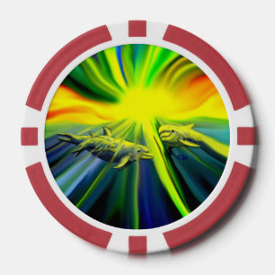 Dolphin Family in the Sunshine Poker Chips