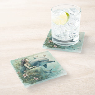 Dolphin Fantasy 2 Glass Coaster