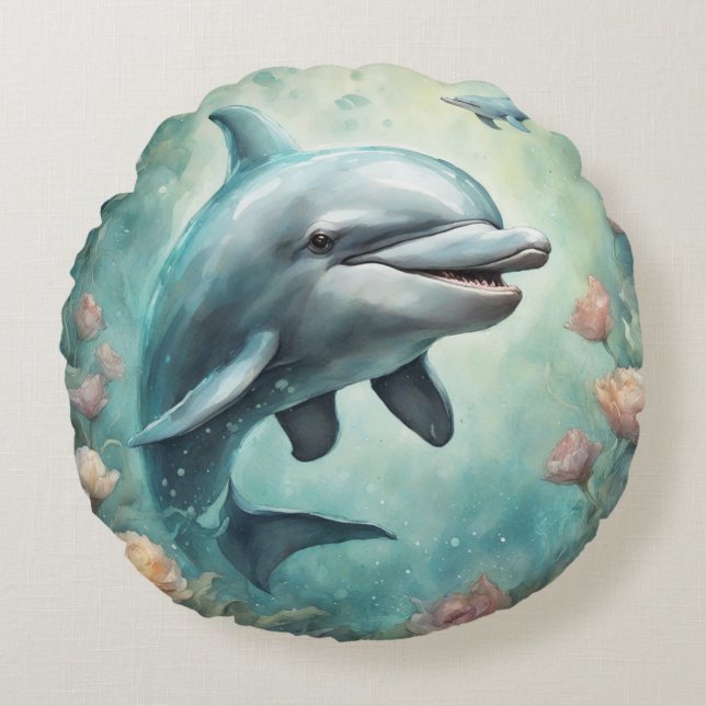 Dolphin Fantasy 8 Round Cushion (Front)