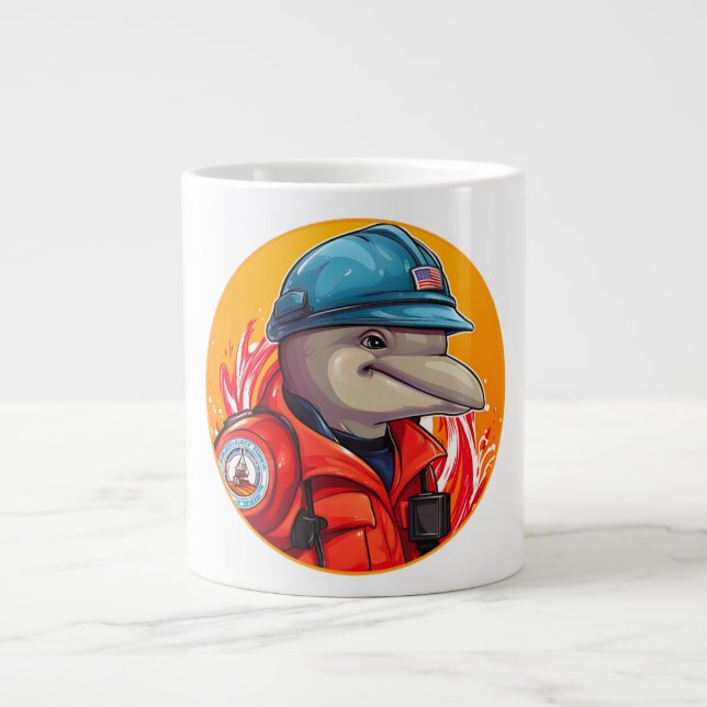 Dolphin Firefighter  Large Coffee Mug (Front)