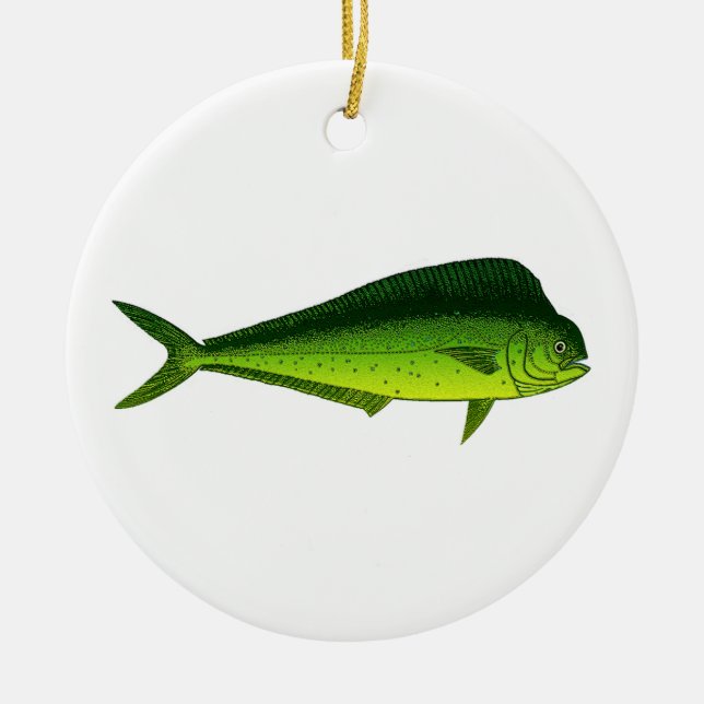 Dolphin Fish - Dorado - Mahi Mahi Ceramic Tree Decoration (Front)