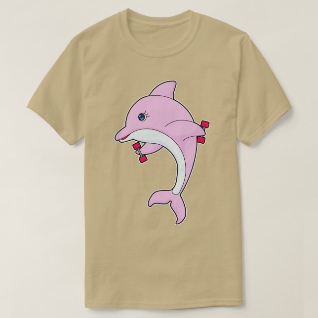 Dolphin Fitness Dumbbell  T-Shirt (Design Front)