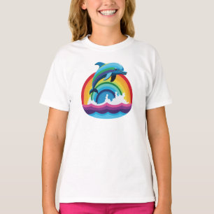 Dolphin Flippin' over rainbow T-Shirt