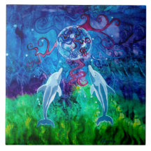 Dolphin Gaze Ceramic Tile