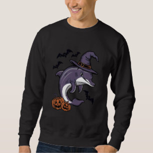 Dolphin Halloween Costume Scary Pumpkin Bat Witch Sweatshirt