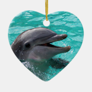 Dolphin head in aquamarine water ceramic tree decoration