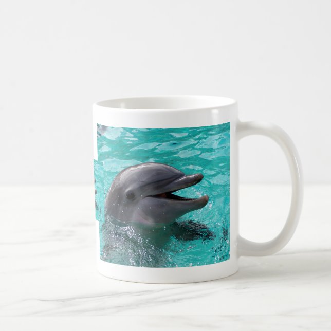 Dolphin head in aquamarine water coffee mug (Right)