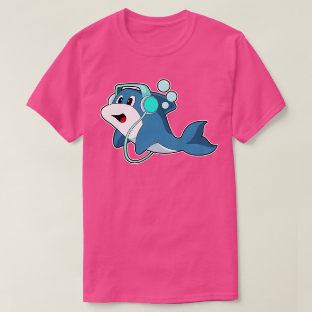 Dolphin Headphone Music  T-Shirt (Design Front)