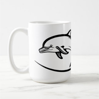 Dolphin Heart Friendship Emble Two-Tone Mug, 15 oz Coffee Mug