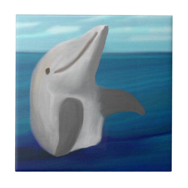 Dolphin Hug Ceramic Tile (Front)