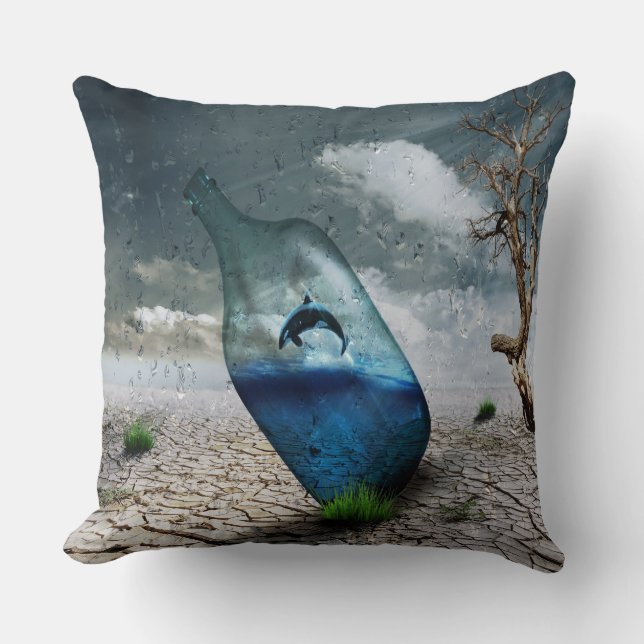 Dolphin In A Bottle Cushion (Front)