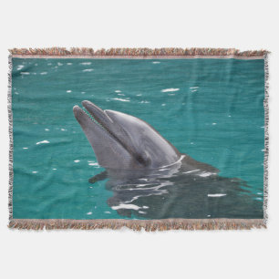 Dolphin In Green Throw Blanket