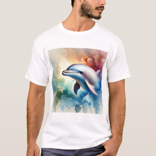 Dolphin in Serene Waters 170724AREF152 - Watercolo T-Shirt