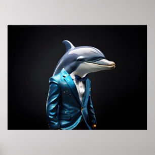 Dolphin in suit poster