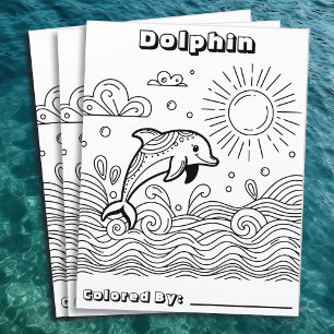 Dolphin in the Waves   Kid's Colouring Page
