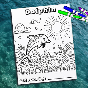 Dolphin in the Waves   Kid's Colouring Page
