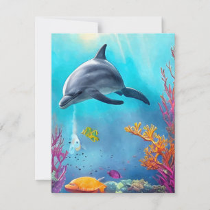 Dolphin in Watercolor Holiday Card