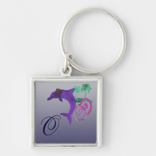 Dolphin Island Blue, Purple, Fushia, and Aquamarin Key Ring