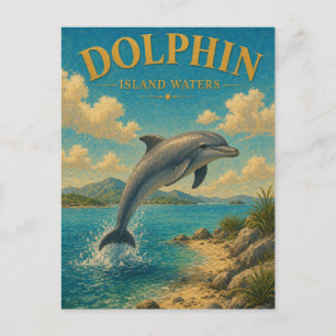 Dolphin Island Waters Watercolor GeoSaga Postcard