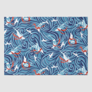 Dolphin Joy Tropical Nautical Christmas/Blue, Red Tissue Paper