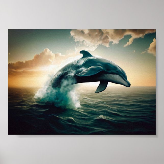 Dolphin Jumping out of Water Poster (Front)