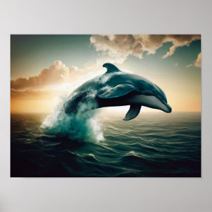 Dolphin Jumping out of Water Poster