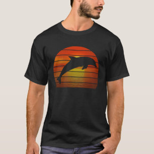 Dolphin jumping retro orange ocean sunset dolphin T-Shirt