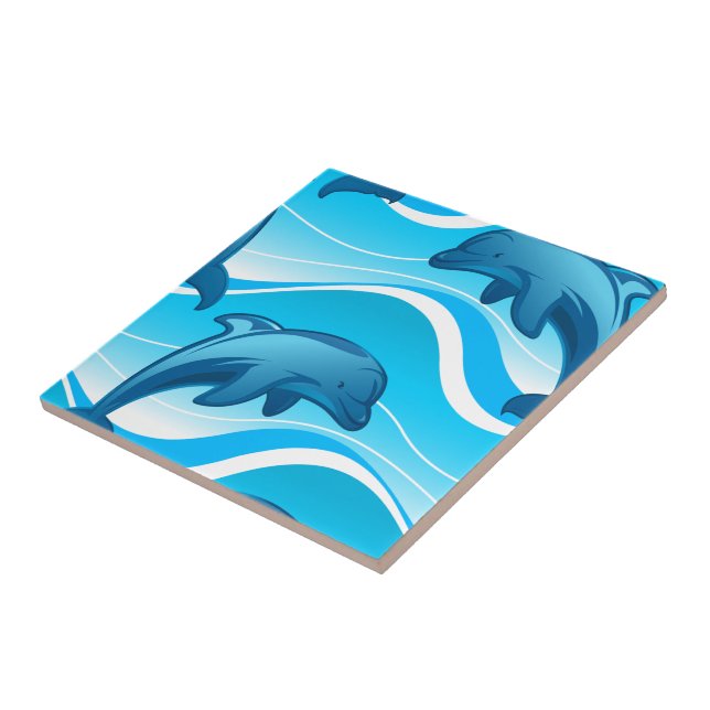 Dolphin jumping waves tile (Side)
