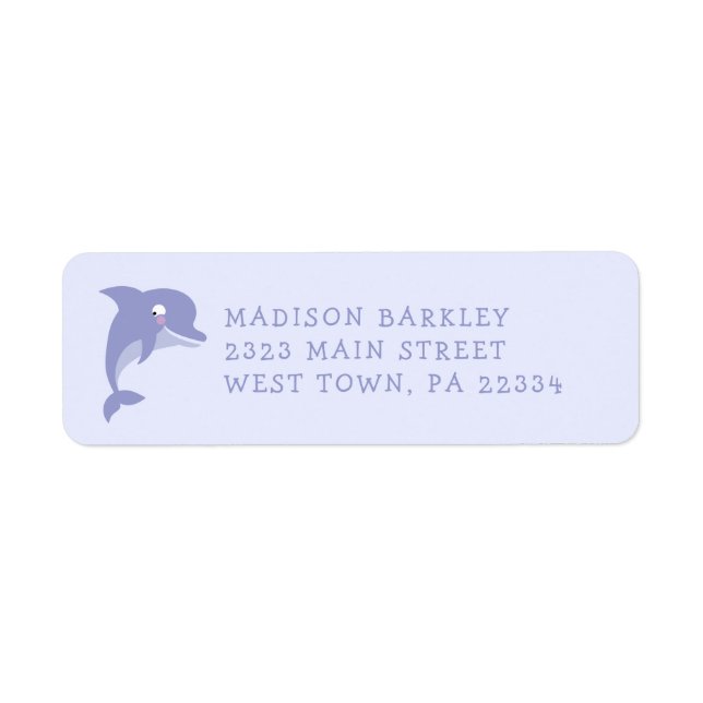 Dolphin Kid's Cute Return Address Label (Front)