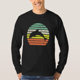 Dolphin Leaping Silhouette Vintage Retro Sunset Gr T-Shirt