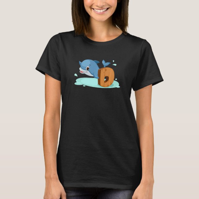 Dolphin Letter D Alphabet Animals For Boys, Girls  T-Shirt (Front)