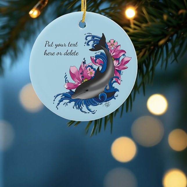 Dolphin Lotus Flowers Cherry Blossoms Ceramic Tree Decoration (Creator Uploaded)