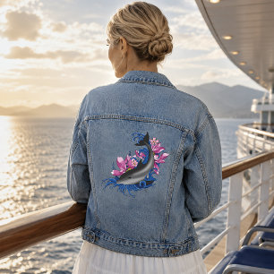 Dolphin Lotus Flowers Cherry Blossoms Denim Jacket