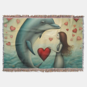 Dolphin Love 1 Throw Blanket