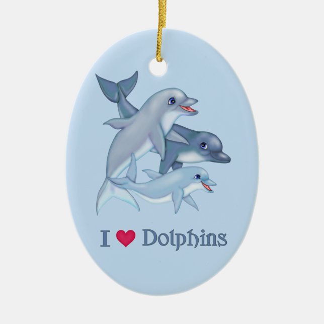 Dolphin Love Ceramic Tree Decoration (Front)