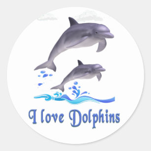 Dolphin Love Classic Round Sticker