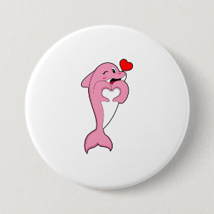 Dolphin Love Heart 7.5 Cm Round Badge