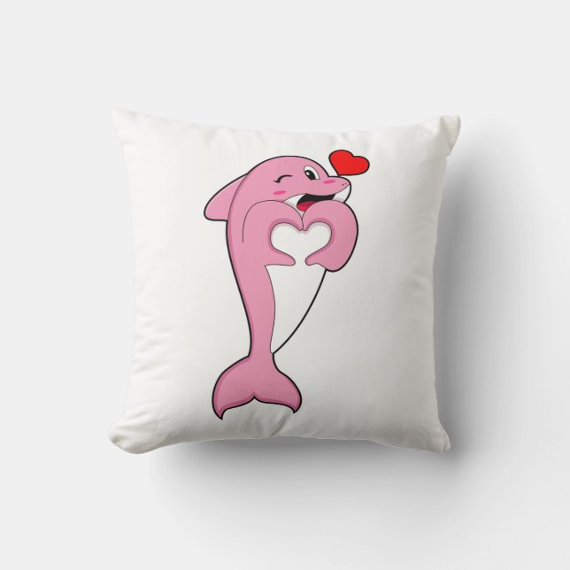 Dolphin Love Heart Cushion (Front)