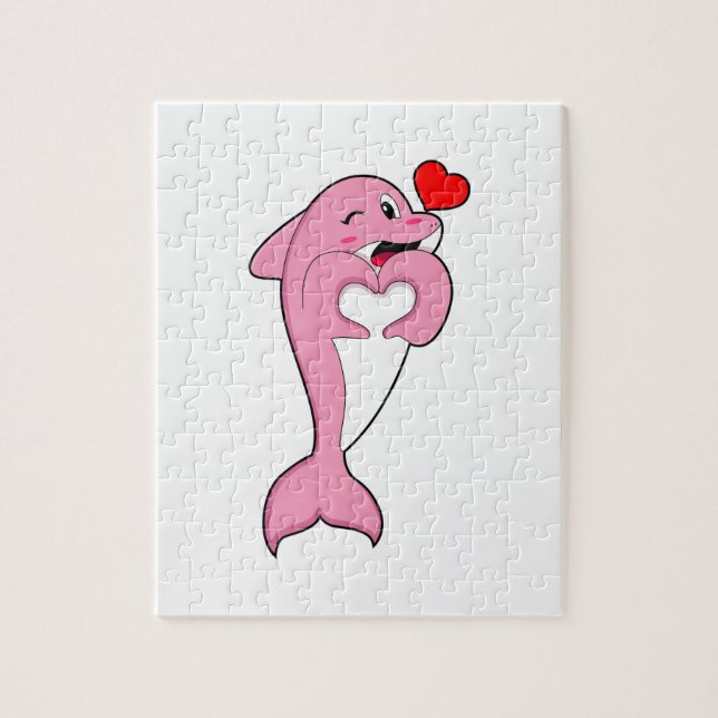 Dolphin Love Heart Jigsaw Puzzle (Vertical)