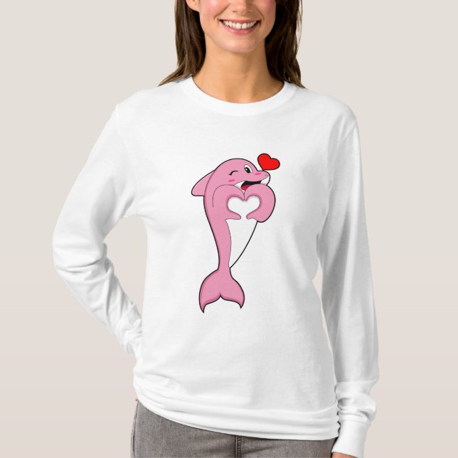 Dolphin Love Heart T-Shirt (Front)