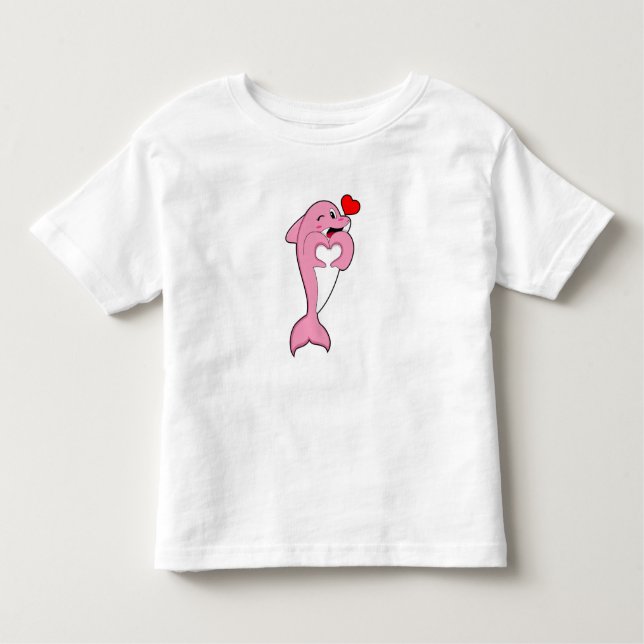 Dolphin Love Heart Toddler T-Shirt (Front)